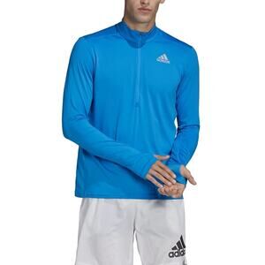 Adidas sz S running prime green vivid blue 1/4 zip with thumb holes performance